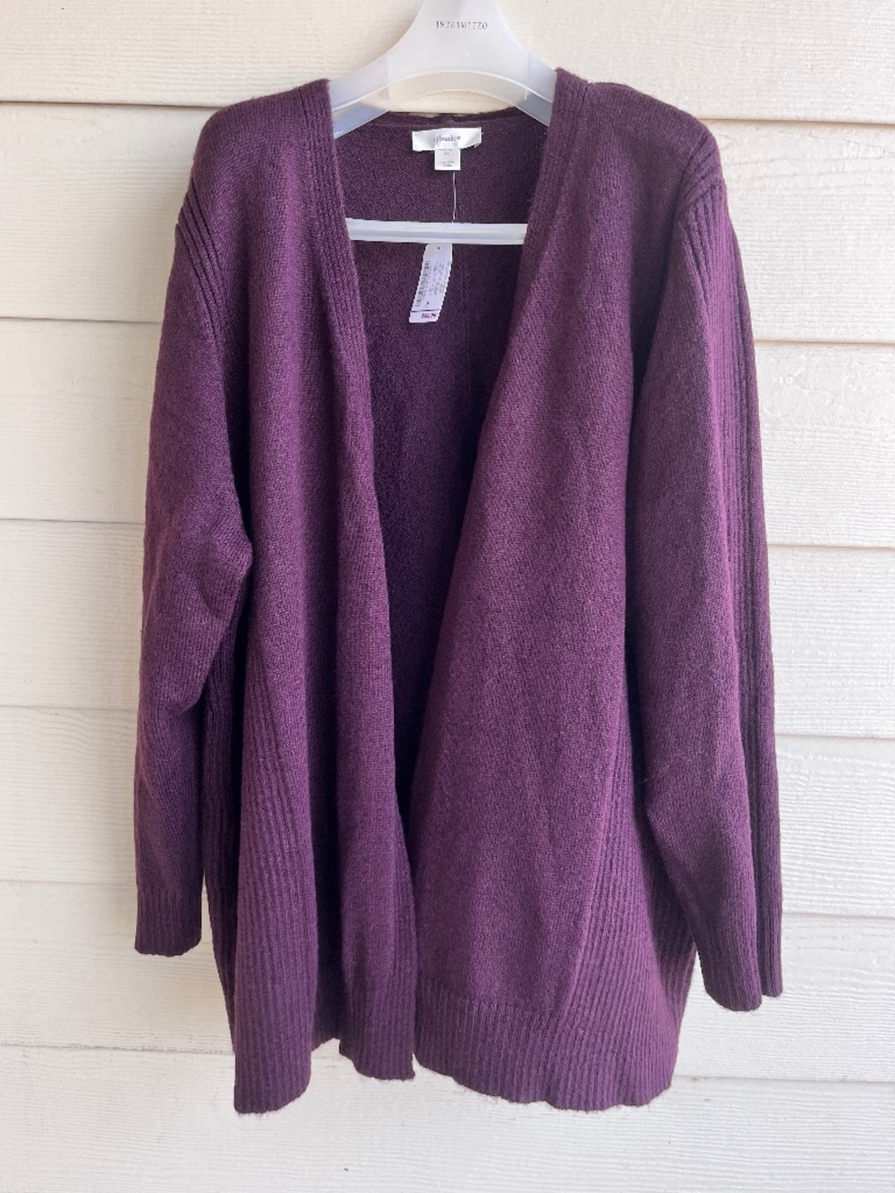 NWT cj banks Plus Size 3X Plum Purple Open Front Knit Cardigan Sweater Boho